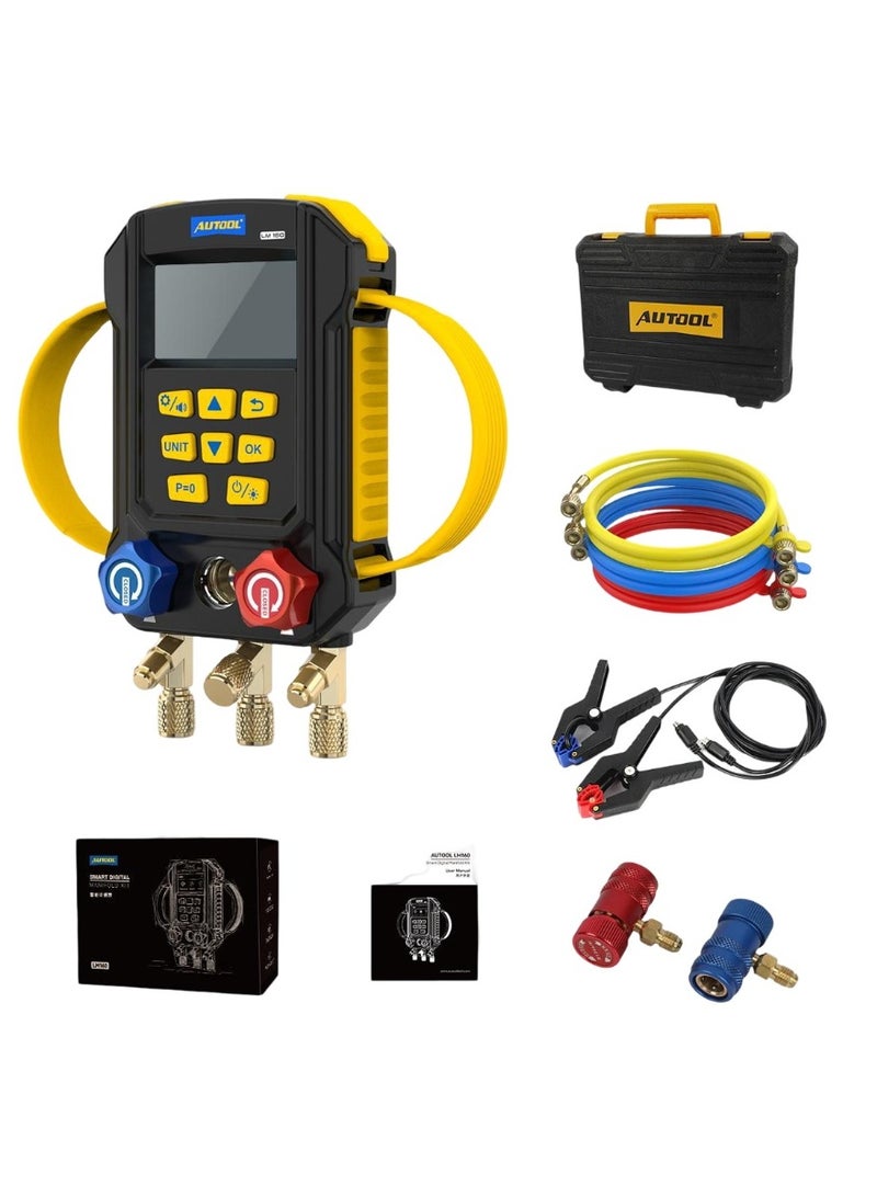 AUTOOL LM160 Digital Manifold Gauge Set - Refrigerant Pressure & Leak Tester with 95 Gas Database, 2.8" Screen for Car AC - Image 2